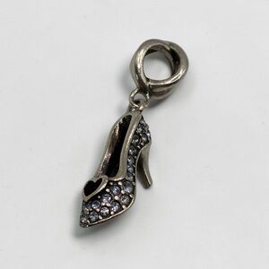 Chamilia 925 Sterling Silver Disney Cinderella Slipper CZ Heart Dangle Charm